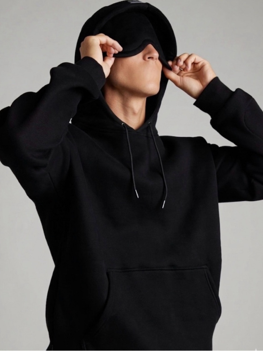 Men's Black Pullover Hoodie with Kangaroo Pocket